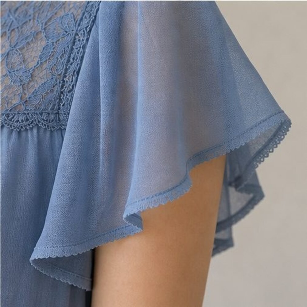 Blue V Neck Top - Picture 5 of 6